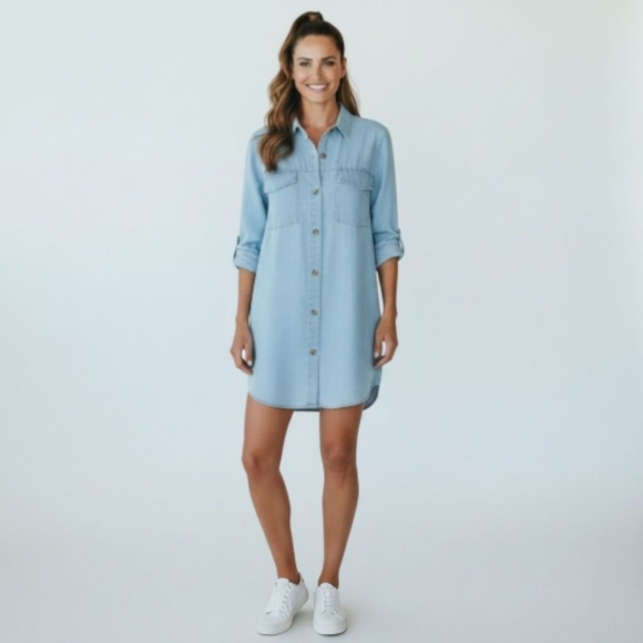 Marc New York Dresses & Skirts - MARC NEW YORK  Plus Size Super Soft LongSleeve Blue Chambray Shirt Dress 3X